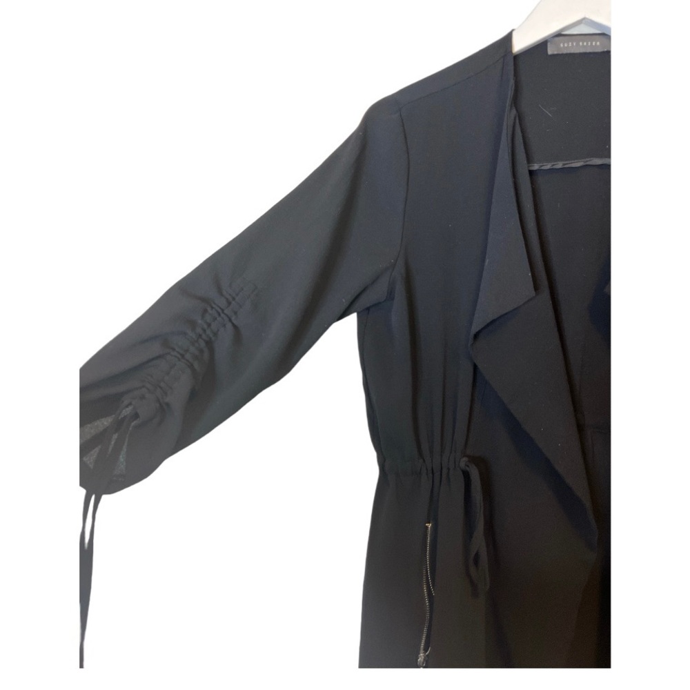 SUZY SHIER Black Open Front Draped Waterfall Blazer Jacket Whimsigoth Y2K S - Picture 4 of 9
